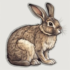 Wall Mural - a realistic rabbit sticker, showcasing the beauty and grace of these gentle creatures. the rabbit is