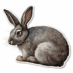 Wall Mural - a realistic rabbit sticker, showcasing the beauty and grace of these gentle creatures. the rabbit is