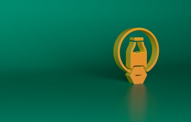 Sticker - Orange Lactose free icon isolated on green background. Minimalism concept. 3D render illustration