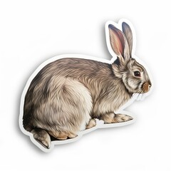 Wall Mural - a realistic rabbit sticker, showcasing the beauty and grace of these gentle creatures. the rabbit is