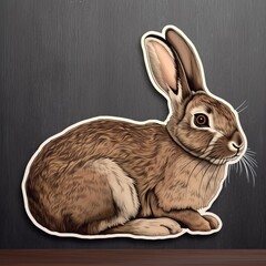 Wall Mural - a realistic rabbit sticker, showcasing the beauty and grace of these gentle creatures. the rabbit is