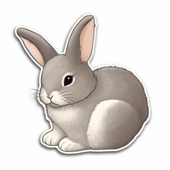 Wall Mural - a cute cartoon rabbit sticker with a white background, exuding playful and cheerful vibes. the rabbi