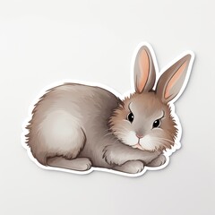 Wall Mural - a realistic rabbit sticker, showcasing the beauty and grace of these gentle creatures. the rabbit is