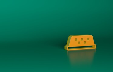 Sticker - Orange Taxi car roof icon isolated on green background. Minimalism concept. 3D render illustration