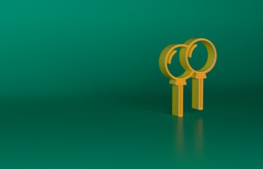 Sticker - Orange Balloons with ribbon icon isolated on green background. Minimalism concept. 3D render illustration