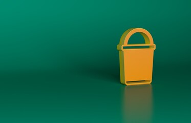 Sticker - Orange Bucket icon isolated on green background. Minimalism concept. 3D render illustration