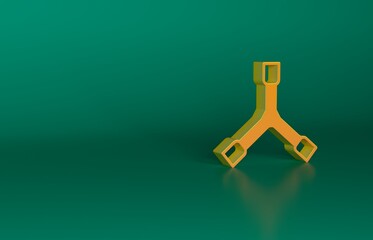 Poster - Orange Skateboard Y-tool icon isolated on green background. Minimalism concept. 3D render illustration