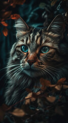 Canvas Print - Beautiful cat realistic Generative AI