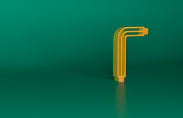 Sticker - Orange Tool allen keys icon isolated on green background. Minimalism concept. 3D render illustration