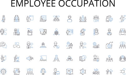  Employee occupation line icons collection. Expedition, Thrills, Exploration, Safari, Trekking, Adrenaline, Rafting vector and linear illustration. Climbing,Bungee,Hiking outline signs set