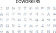 Coworkers line icons collection. Schedule, Plan, Routine, Agenda, Calendar, Appointment, Timetable vector and linear illustration. Itinerary,Program,Scheme outline signs set