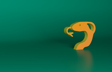 Sticker - Orange Snake icon isolated on green background. Minimalism concept. 3D render illustration