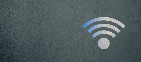 Wall Mural - Wifi icon on old cement wall background