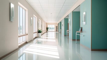 Modern hospital hall light lighting positive. Generative Ai