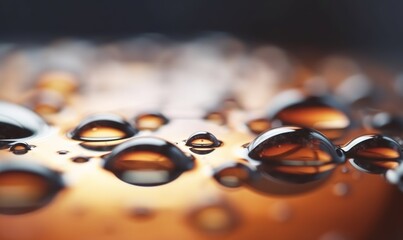  a close up of water droplets on a surface of water.  generative ai