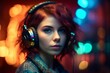 © MiraCle72 - Fashion style disco girl with big earphones, created with generative AI