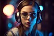 © MiraCle72 - Fashion style disco girl with big earphones, created with generative AI