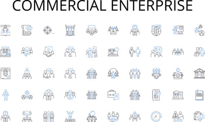  Commercial enterprise line icons collection. Innovation, Strategy, Growth, Investment, Development, Opportunity, Market vector and linear illustration. Expansion,Nerking,Collaboration outline signs