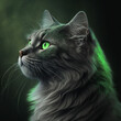 © MiltonKumar - beautiful neon green cat animals images Generative AI