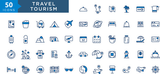 Travel icons set. Tourism simple icon collection