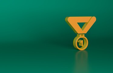 Wall Mural - Orange Medal icon isolated on green background. Winner symbol. Minimalism concept. 3D render illustration