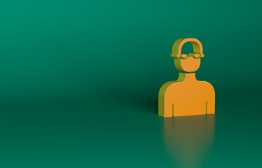 Wall Mural - Orange Swimmer athlete icon isolated on green background. Minimalism concept. 3D render illustration