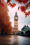 Fototapeta Londyn - Big Ben London im Herbst – erstellt mit KI	