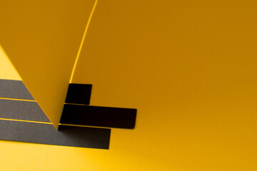 Wall Mural - Abstract 3d black and yellow background with copy space