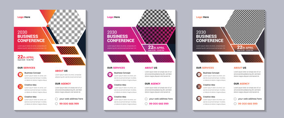 Business conference flyer design template. Modern business conference flyer and online business conference flyer or poster design template. Conference flyer and invitation banner template design.