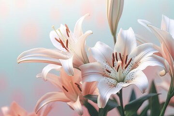 Poster - Lilies floral background. Generative AI