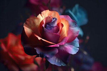 Sticker - 3D illustration Rose blur floral background. Generative AI