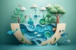 Prace z papieru Ekologia i światowy dzień wody, oszczędzanie wody i światowy dzień środowiska, ochrona środowiska i oszczędzanie wód gruntowych
