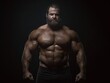 © Suplim - a heavy weight bodybuilder in dark background. Generative AI