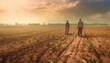 Drought-stricken farmers watch crop fields turn to dust under scorching sun. (Generative AI)