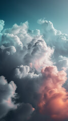Wall Mural - ravishing enchanting cloud background with beautiful teal blue sky and fluffy pink clouds