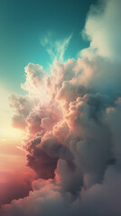 Wall Mural - ravishing enchanting cloud background with beautiful teal blue sky and fluffy pink clouds