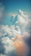 Wall Mural - ravishing enchanting cloud background with beautiful teal blue sky and fluffy pink clouds