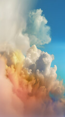Wall Mural - chromatic colourful clouds with pastel blurred sunset