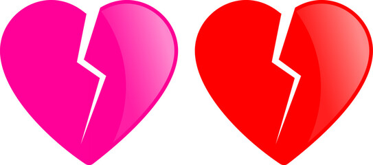 Broken heart vector glossy icon