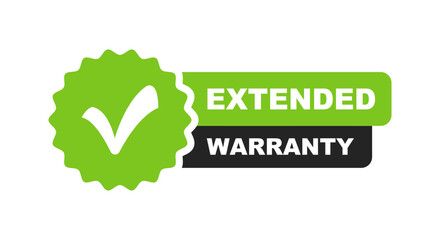 Extended warranty label. Warranty badge. Vector illustration.