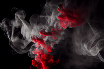 Red fog or smok. Realistic fog. Atmosphere mist effect and smoke clouds isolated on black background. High quality illustration