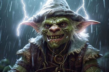 Poster - cute goblin with green skin