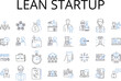 © michael broon - Lean startup line icons collection. Agile development, Scrum methodology, Minimum viable product, Customer discovery, Rapid iteration, Growth hacking, Bootstrapping vector and linear illustration