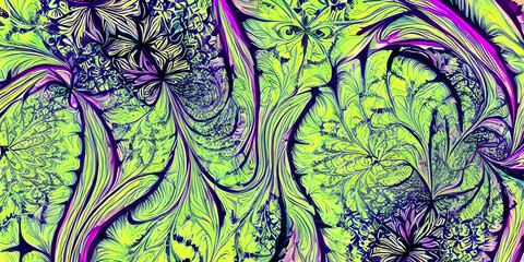 Naklejka na meble abstract background plante fractale papillons 