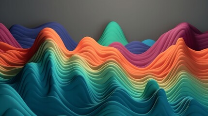 Aufkleber - A colorful paper sculpture representing a mountain range. Generative ai