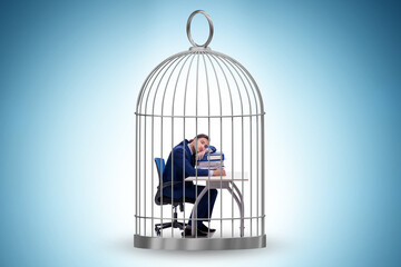 Wall Mural - Businessman caught in the cage