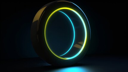 Poster - A luminous object shining in the darkness against a black backdrop. Generative ai