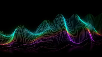 Aufkleber - A vibrant color spectrum wave against a dark background. Generative ai