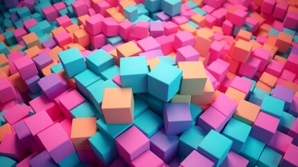Aufkleber - Floating colorful cubes in a 3D space. Generative ai