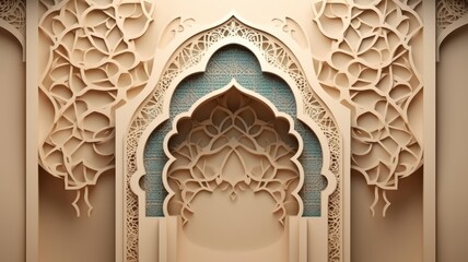 Wall Mural - paper style Islamic Background Eid al Adha the Feast of Sacrifice Generative AI